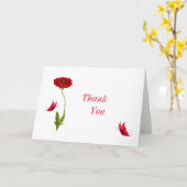 Carte de remerciements pliée de pavot et papillon (Fleur jaune)