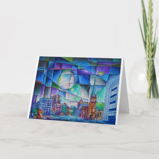 Carte de remerciements pliée de peinture de Detroi (Devant)