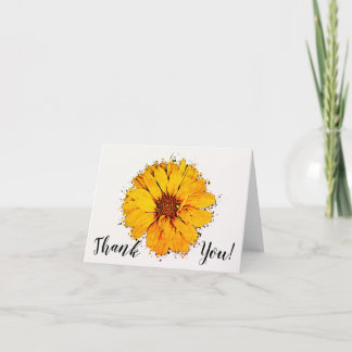 Carte de remerciements pliée de tournesol