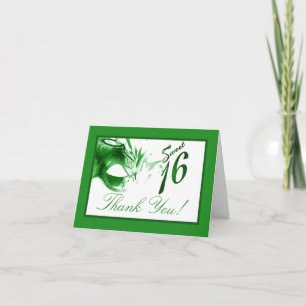 Carte de remerciements pliée Douce 16 Vert