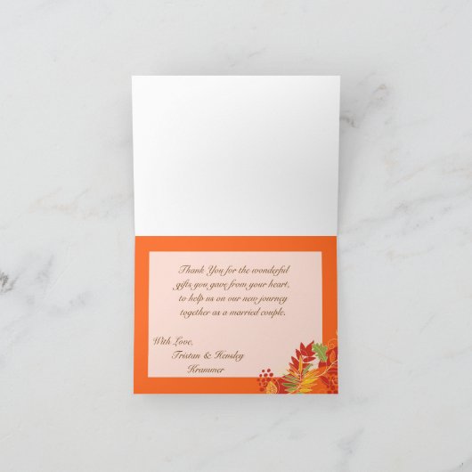 Carte de remerciements pliée Feuilles Automne auto (Intérieur)