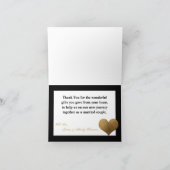 Carte de remerciements pliée moderne bande noire b (Intérieur)