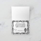 Carte de remerciements pliée noir blanc damassé de (Intérieur)