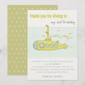 Carte De Remerciements Plongée Cute Dans Sous-Marin Sous-Marin Tout Âge A (Devant / Derrière)