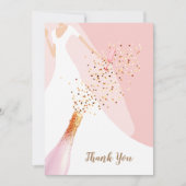Carte De Remerciements Pluie de Mariage Rose Quartz Rose Clair (Devant)