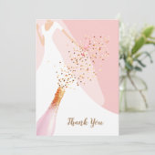 Carte De Remerciements Pluie de Mariée Rose Quartz Rose Clair (Debout devant)