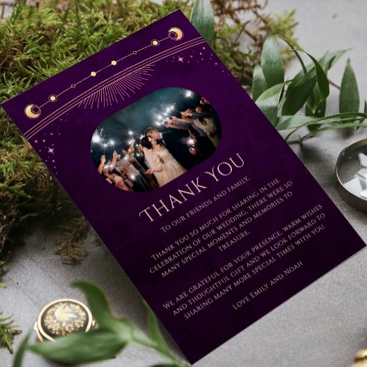 Carte De Remerciements Plum arc-en-ciel mystique Sun Moon Star Mariage ph