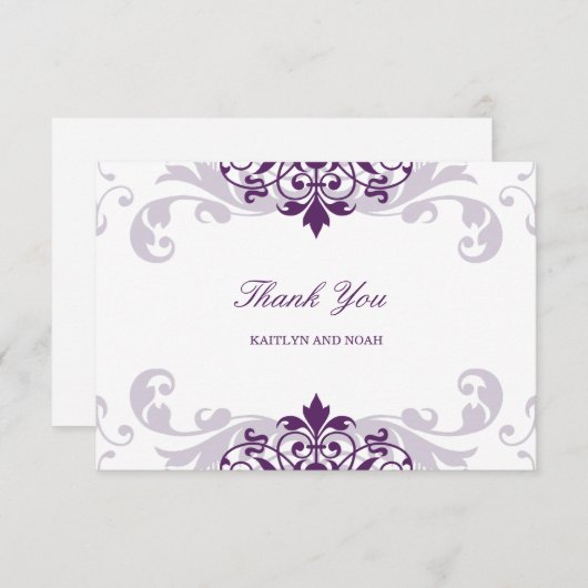 Carte De Remerciements Plum classique violet élégant Mariage de l'Ironwor (Devant / Derrière)