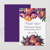 Carte De Remerciements Plum et Orange Peony Mariage (Devant / Derrière)
