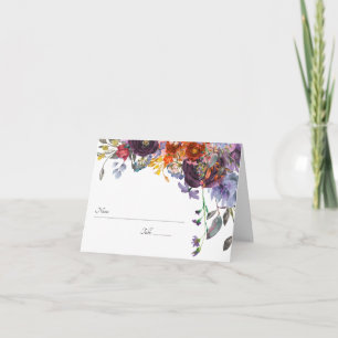 Carte De Remerciements Plum Orange Floral Numéro de tableau personnalisé