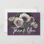 Carte De Remerciements Plum violet élégant Floral moderne Mariage (Devant)