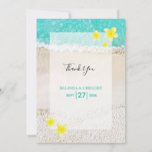 Carte De Remerciements Plumeria jaune Frangipani Plage tropicale Mariage