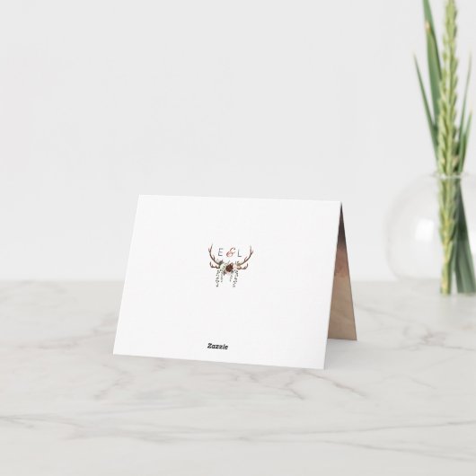 Carte De Remerciements Plumes Rustiques de la Forêt et Floraison (Dos)