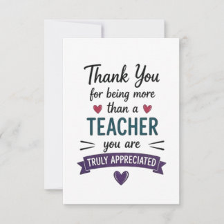 Carte De Remerciements Plus qu'un professeur vraiment apprécié