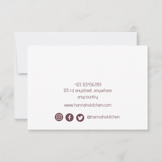 Carte De Remerciements Poêle à frire Rouge Or Jaune Nourriture  (Dos)