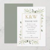 Carte De Remerciements Poème de Baby Shower au Monogramme Doré et à la Ve (Devant / Derrière)