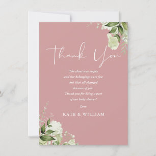 Carte De Remerciements Poème de Baby Shower Rose Poussiéreuse de Verdure