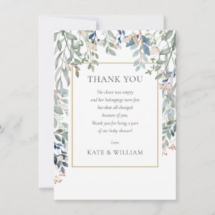 Carte De Remerciements Poème de Baby Shower sur le Feuillage Floral