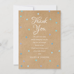 Carte De Remerciements Poème de remerciement Baby Shower Cœurs d'amour bl