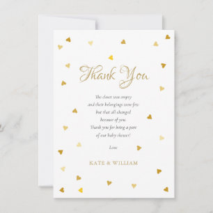 Carte De Remerciements Poème de remerciement pour Baby Shower Cœurs d'Or