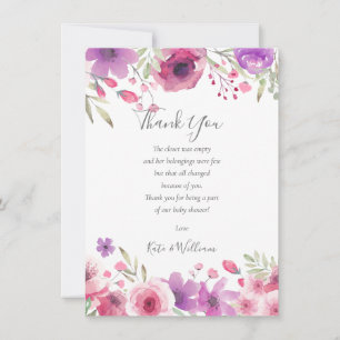 Carte De Remerciements Poème de remerciement pour Baby Shower Fille Fleur
