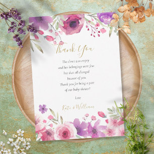 Carte De Remerciements Poème de remerciement pour Baby Shower Fille Fleur