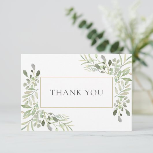 Carte De Remerciements Poème funéraire élégant à l'aquarelle sur la verdu (Debout devant)