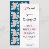 Carte de remerciements poème rose et bleu foncé (Devant / Derrière)