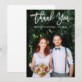 Carte De Remerciements Poids moderne de photo de mariage de marié de (Devant / Derrière)