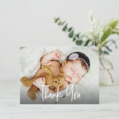 Carte De Remerciements Poignée moderne Bébé fille douche photo (Debout devant)