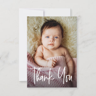 Carte De Remerciements Poignée moderne Personnalisée Baby Girl Douche Pho