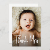 Carte De Remerciements Poignée moderne photo Baby shower personnalisé (Devant / Derrière)