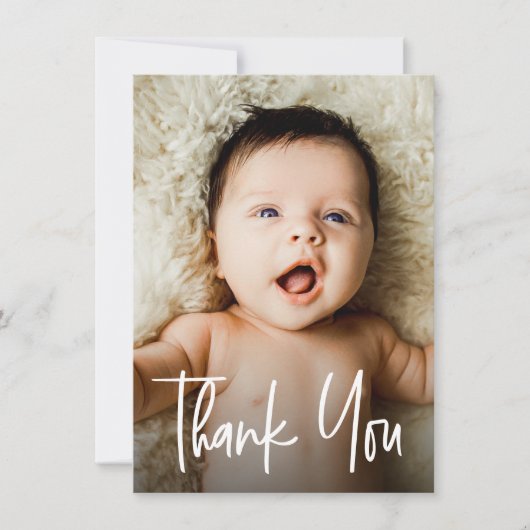 Carte De Remerciements Poignée moderne photo Baby shower personnalisé (Devant)