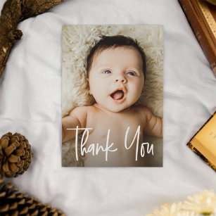 Carte De Remerciements Poignée moderne photo Baby shower personnalisé