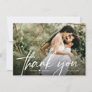 Carte De Remerciements Poignée simple Moins de photo mariage Coeur