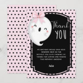 Carte De Remerciements Point de Polka rose noire pour fille d'Halloween (Devant / Derrière)