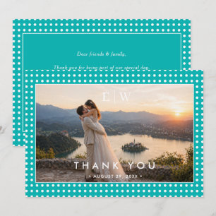 Carte De Remerciements Points blancs sur sarcelle – Mariage personnalisé