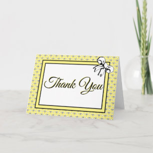Carte De Remerciements Points et Rubans Jaune Beurre pour Enterrement de