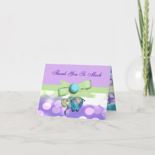 Carte De Remerciements Points étincelants Pastel Elephant Baby shower CST