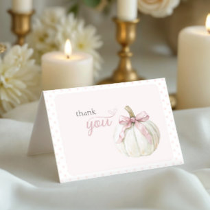 Carte De Remerciements Pois blancs Citrouille rose