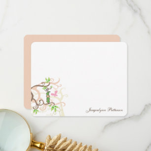 Carte De Remerciements Pois rose Whimsical dans Jardin Pod Bébé Fille Dou