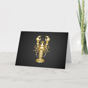 Carte De Remerciements Poisson à langouste polygonale dorée sur noir