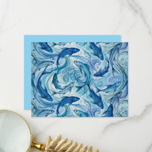 Carte De Remerciements Poisson Bleu Mystique Flowing Harmony