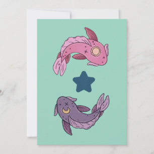 Carte De Remerciements Poisson Koï Soleil et Lune   Art Pisces Céleste