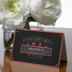 Carte De Remerciements Poker Aces Rouge et Noir 21e fête d'anniversaire