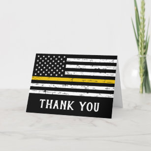 Carte De Remerciements Police à drapeau mince de ligne jaune