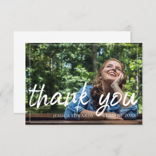 Carte De Remerciements Police de brosse élégante Texte superposé (Devant / Derrière)