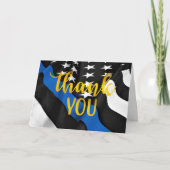 Carte De Remerciements Police Mince Ligne Bleue Or Script application de  (Devant)