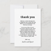 Carte De Remerciements Police rétro Noir et blanc Mariage moderne (Devant)