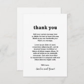 Carte De Remerciements Police rétro Noir et blanc Mariage moderne (Devant / Derrière)